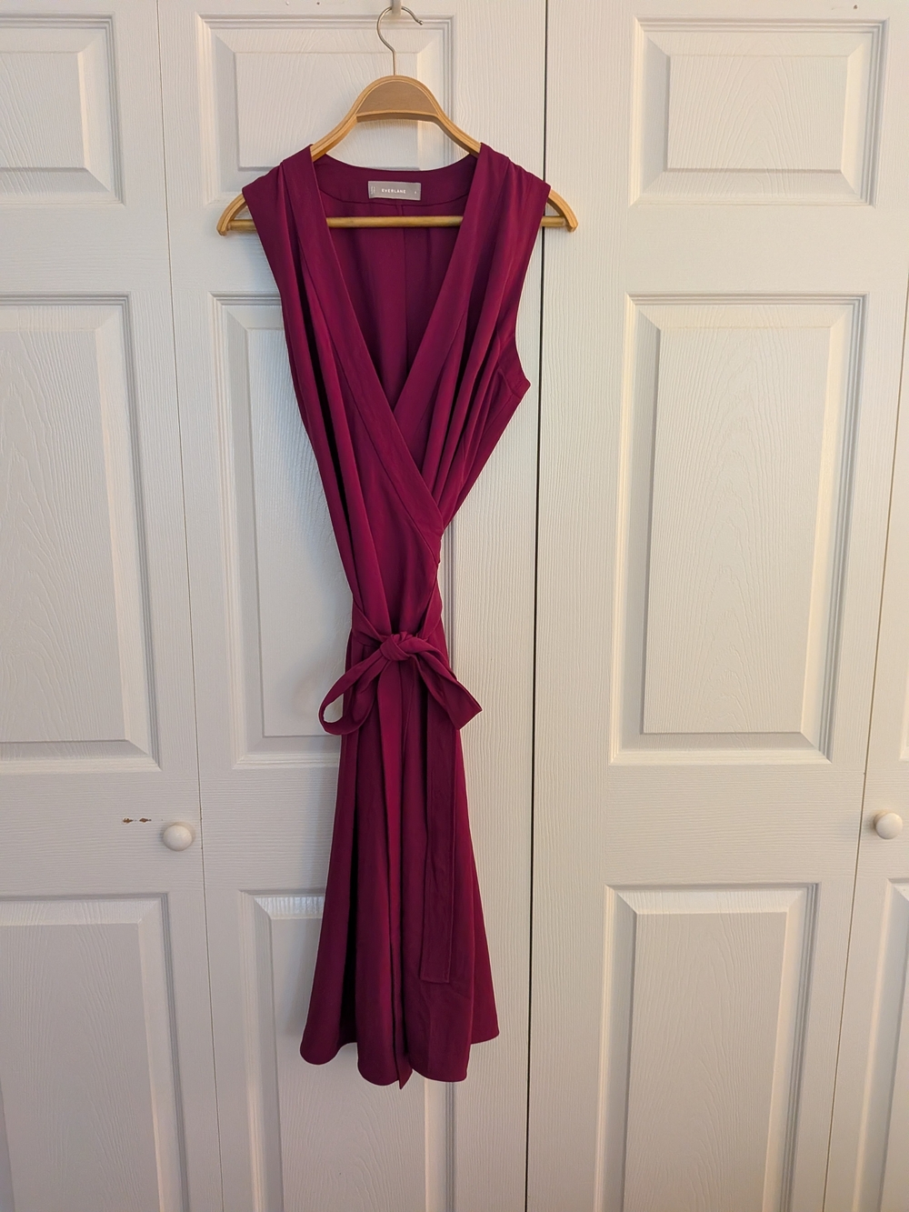 Everlane Sleeveless Wrap Dress in Berry